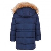 Thumbnail for your product : Il Gufo Navy Puffa Down Coat with Real Fur Hood