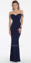 Thumbnail for your product : La Femme Beaded Off The Shoulder Jersey Prom Dress