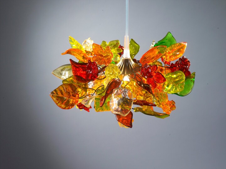 Etsy Pendant Light With Warm Color Flowers & Leaves For Bedroom, Kitchen Island, Hall