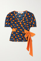 Thumbnail for your product : Diane von Furstenberg Alexia Printed Jersey Wrap Top