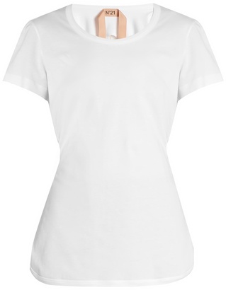 No.21 Lace-insert cotton-jersey T-shirt