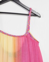Thumbnail for your product : ASOS DESIGN plait detail beach swing dress in ombre print