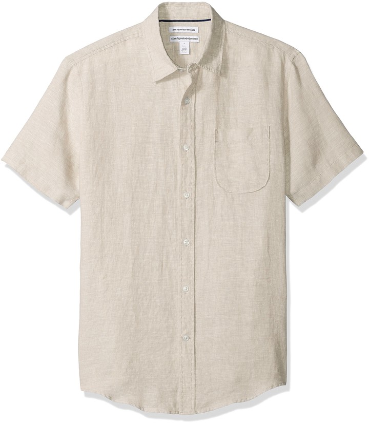 slim fit short sleeve linen shirt