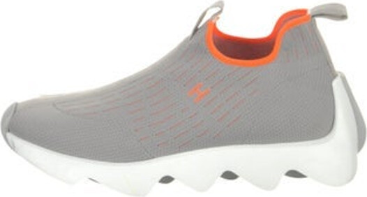 Hermes Eclair Slip-On Sneakers Grey H Logo Rubber Trim Round-Toes Includes Box & Dust Bag Designer