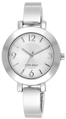 Nine West 1631SVSB Silvertone Semi-Bangle Bracelet Watch