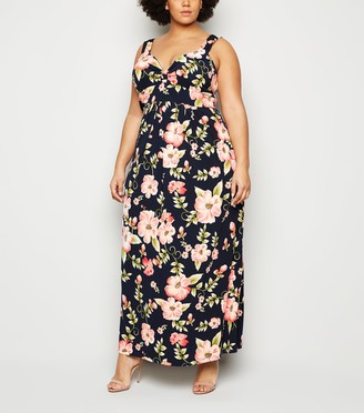 New Look Mela Curves Tropical Floral Maxi Dress