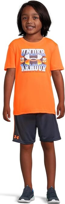 Under Armour Kids SS Tech Logo Short Sleeve Set (Little Kid/Big Kid) Boy's Clothing Blaze Orange : 4 Little Kid, Polyester