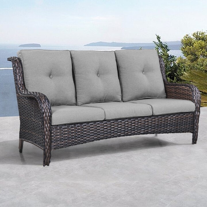 Outdoor Wicker Sofa Patio Rattan Wicker Furniture Cushion Sofa ShopStyle