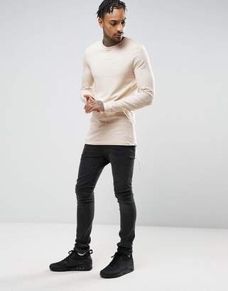 ASOS Design Longline Muscle Long Sleeve T-Shirt With Side Zips