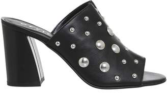 Office Harsh Studded Mules Black Silver Studs