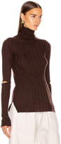 Thumbnail for your product : Helmut Lang Slash Rib Turtleneck Top in Chocolate | FWRD