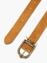 Thumbnail for your product : Saint Laurent Engraved-buckle Suede Belt - Tan