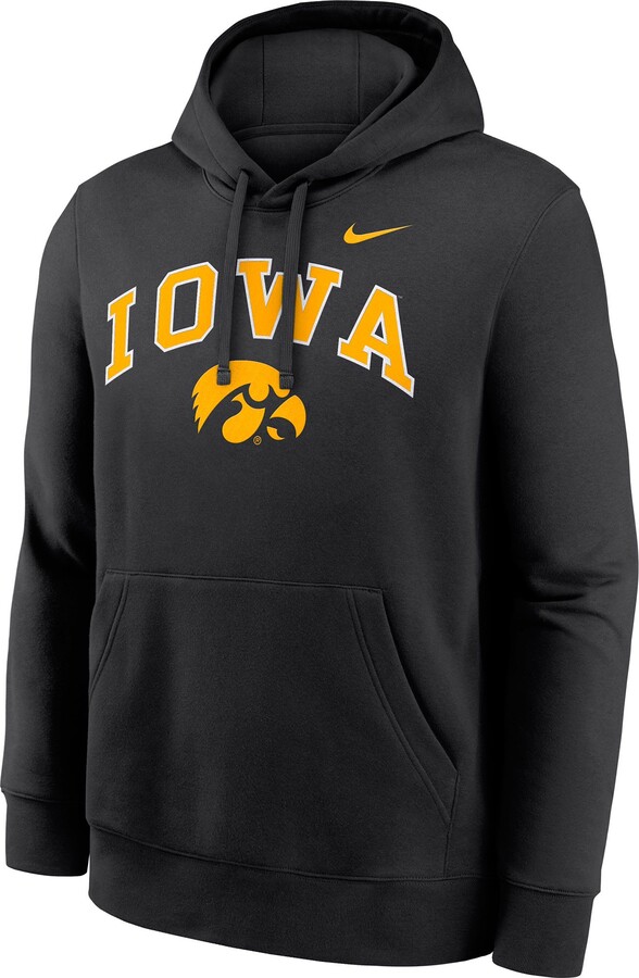 Nike Men's Iowa Hawkeyes Black Club Fleece Arch Pullover Hoodie, Small