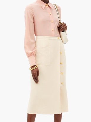 Gucci Anchor-button Silk-crepe Blouse - Pink