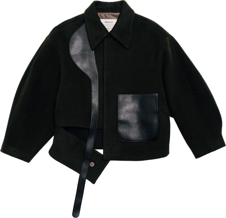 Mute by Jl Green Gv-Cut Vegan Leather Detailed Jacket Noir Olive