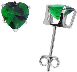 Sabrina Silver Sterling Silver Cubic Zirconia Heart Emerald Earrings Studs 6 mm Color 1.5 carats/pair