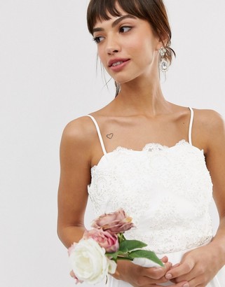 ASOS EDITION beaded lace cami wedding dress with satin skirt - ShopStyle