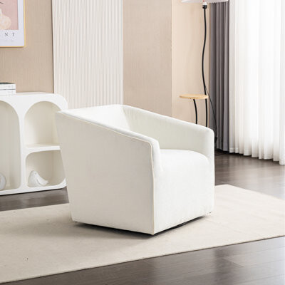 Latitude Run Modern 360 Swivel Armchair In Gray With A Soft And Seat Back Chenille - Enhance Your Bedroom's Coziness Style