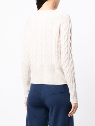 N.Peal Cable-Knit Button-Down Cardigan