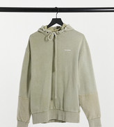 Thumbnail for your product : Collusion Unisex hoodie with reverse fabric detail in pigment dye