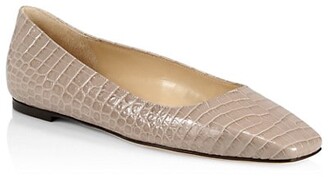 Jimmy Choo Mirele Croc-Embossed Leather Ballet Flats