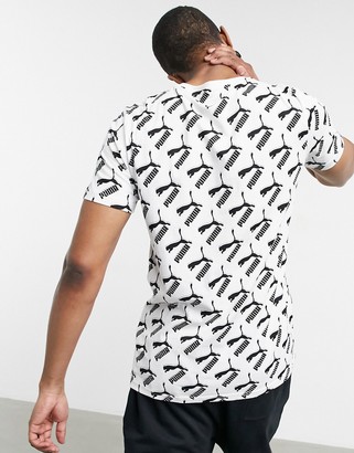 Puma all over print logo tshirt in white