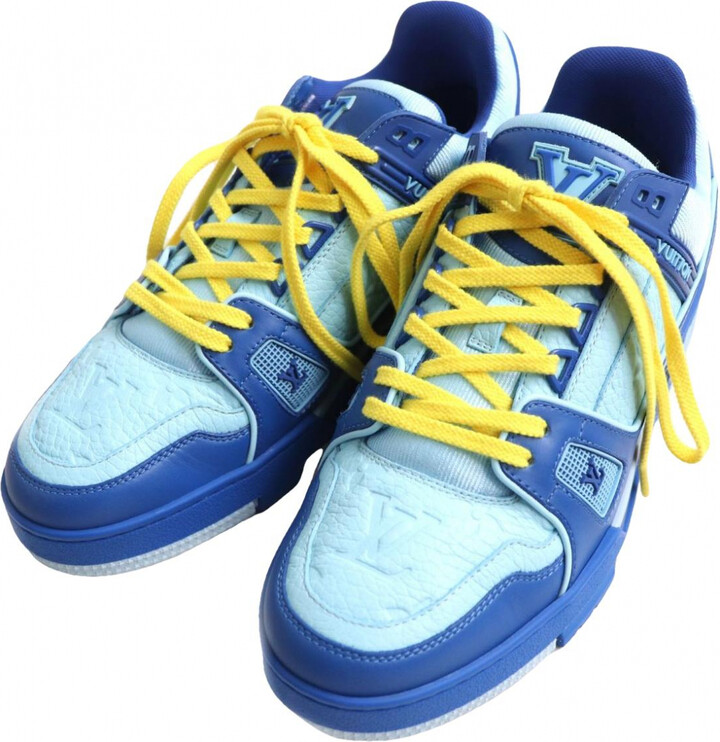 Replica Louis Vuitton LV Trainer Sneakers In Blue Leather in 2023