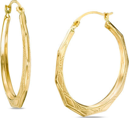 Zales 25mm Geometric Hoop Earrings in 10K Gold