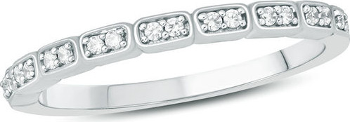 Zales 1/8 CT. T.w. Diamond Duos Anniversary Band in 10K White Gold