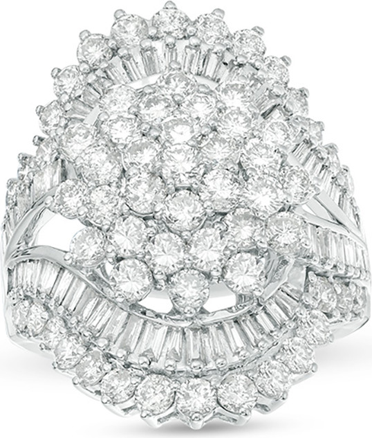 Zales 4 CT. T.w. Multi-Diamond Starburst Bypass Ring in 10K White Gold