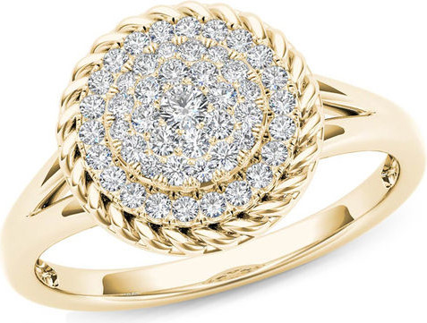 Zales 1/4 CT. T.w. Composite Diamond Rope Frame Split Shank Ring in 10K Gold