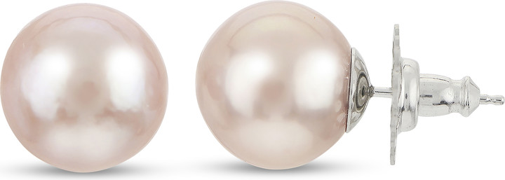 Zales Imperial® 11.0-12.0mm Pink Freshwater Cultured Pearl Stud Earrings in Sterling Silver