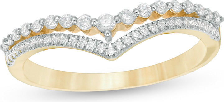 Zales 1/4 CT. T.w. Diamond Double Chevron Anniversary Band in 10K Gold