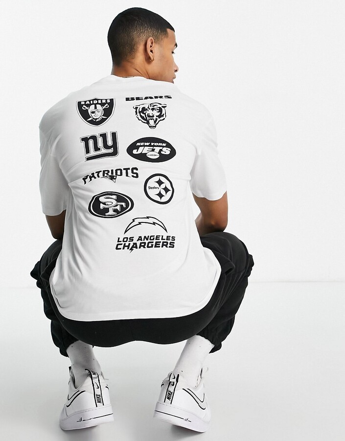 Jack and Jones Core oversized t-shirt with NFL back print in white -  ShopStyle