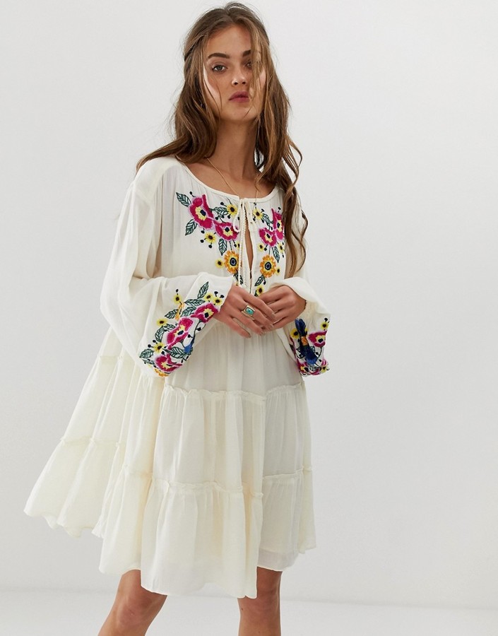 free people white embroidered dress