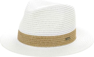 Jeff & Aimy Women Packable Straw Fedora Panama Sun Summer Beach Derby Hat Small Head for Men Medium White Beige