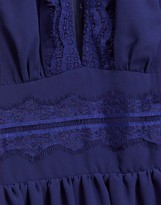Thumbnail for your product : TFNC Petite bridesmaid lace detail mini bridesmaid dress in navy