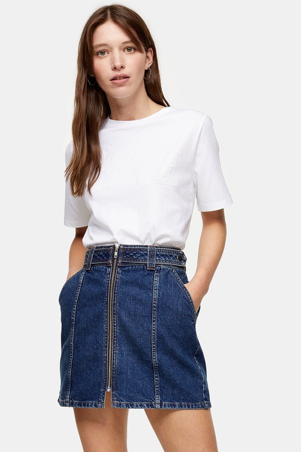 topshop blue denim skirt
