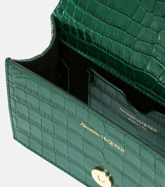 Alexander McQueen Jewelled Satchel croc-effect crossbody bag