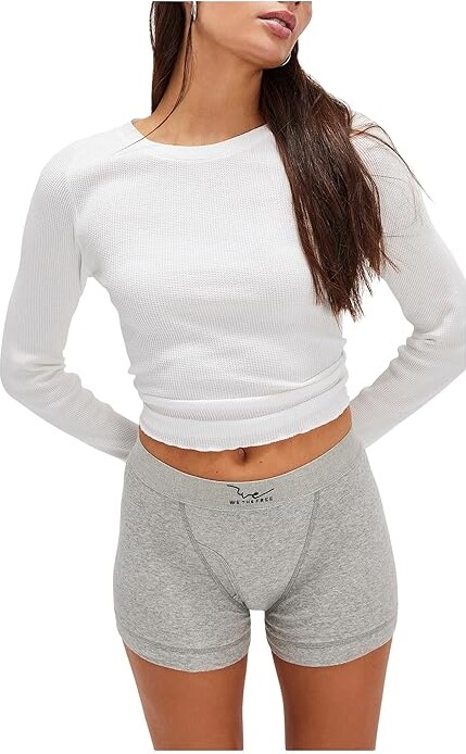 Free People We The Free Boxer Briefs Women's Underwear Heather Grey : LG (Women's 12), Cotton
