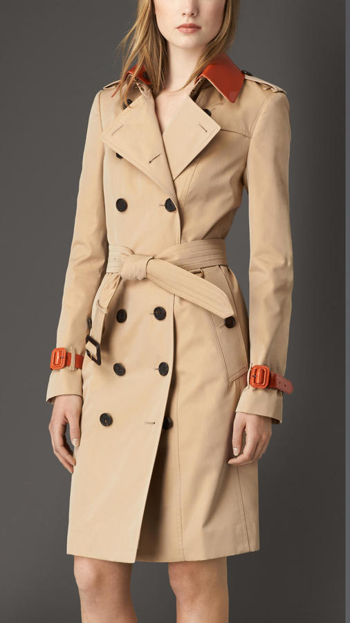 Burberry Patent Leather Detail Gabardine Trench Coat - ShopStyle