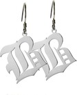 Etsy Old English Earrings Sterling Silver, Silver Drop Initials Earrings, Initial Dangle Earrings, 1 Letter Earrings, Monogram