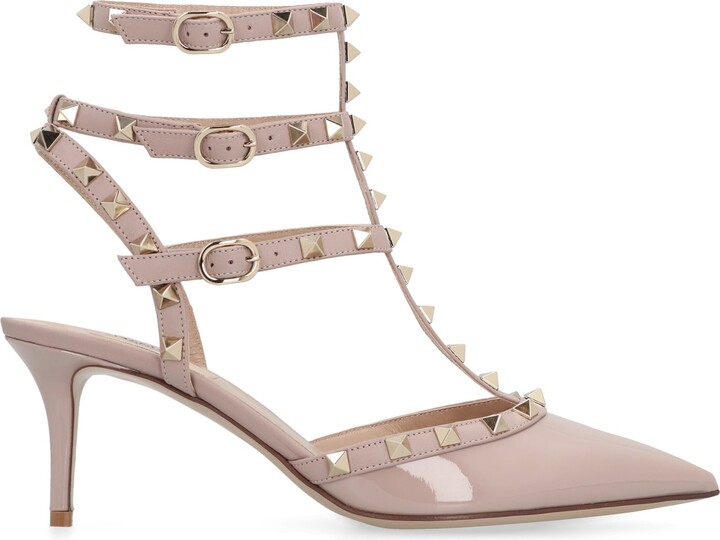 rockstud patent leather slingback pump 50 mm