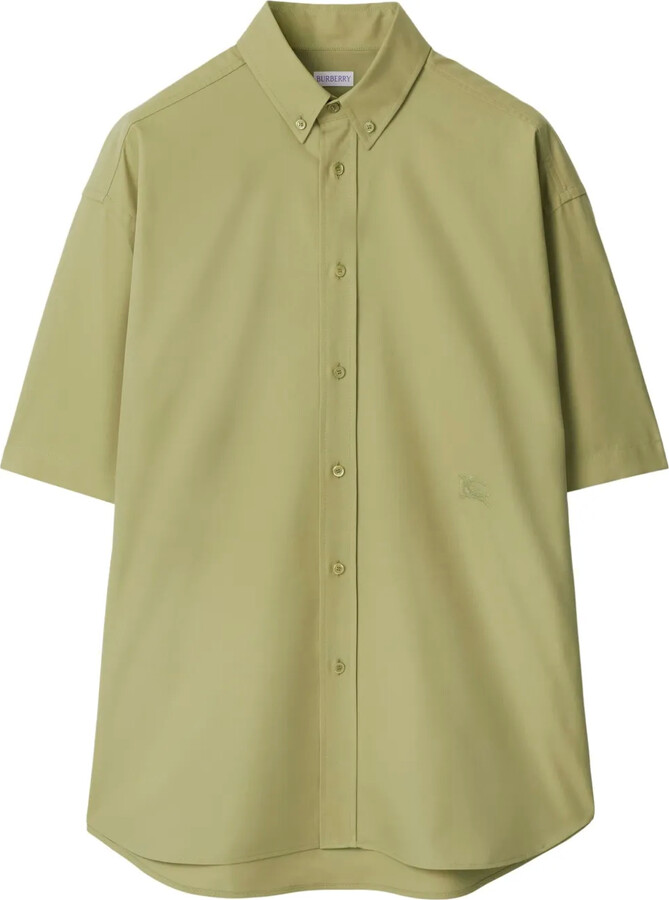 Burberry Logo-Embroidered Poplin Shirt