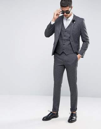 French Connection Charcoal Fleck Slim Fit Suit Vest