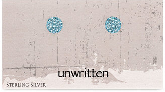 Unwritten Aqua Pavé Stud Earrings in Sterling Silver