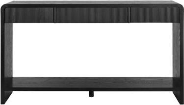George Oliver 3 - Drawer Modern Vertical Slatted Console, Rounded Corners, Stable Foundation For Residential Hallways Console Table With Groove Design, Edges, Enhan