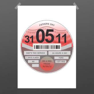 Of Life & Lemons Personalised Tax Disc Father's Day Print