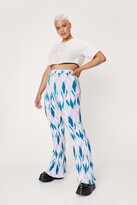 Thumbnail for your product : Nasty Gal Womens Plus Size Abstract Print Plisse Flares - Blue - 20