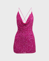 Thumbnail for your product : retrofete Mich Sequined Cowl-Neck Cocktail Dress